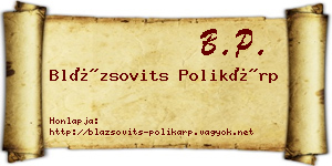 Blázsovits Polikárp névjegykártya